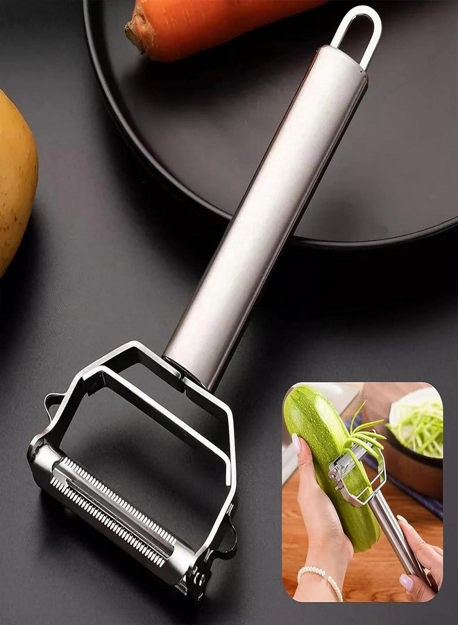 CLITZ Peeler for Vegetables and Fruits, 2 in 1 Stainless Steel Julienne Vegetable Peeler Multi-Functional Fruit & Veggie Shredder Slicer and Grater for Potatoes, Carrots, Cucumbers - Image 1